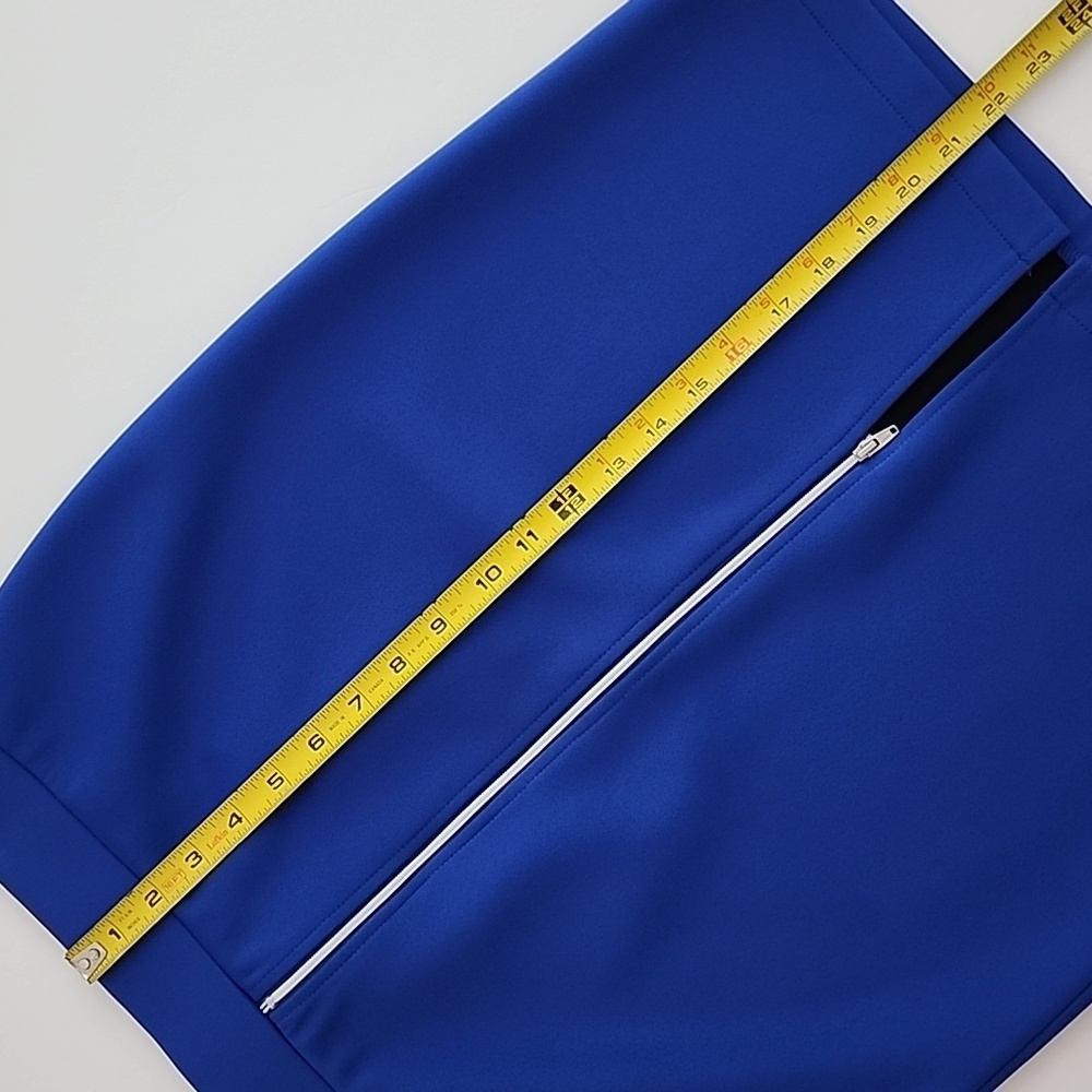 RW&CO Pencil Skirt Electric Blue Centre Silver Zipper Stretch Size Medium - Picture 10 of 10